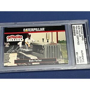 Bob Feller 1994 Caterpillar Tractor Auto Autograph Signed Card dna psa HOF